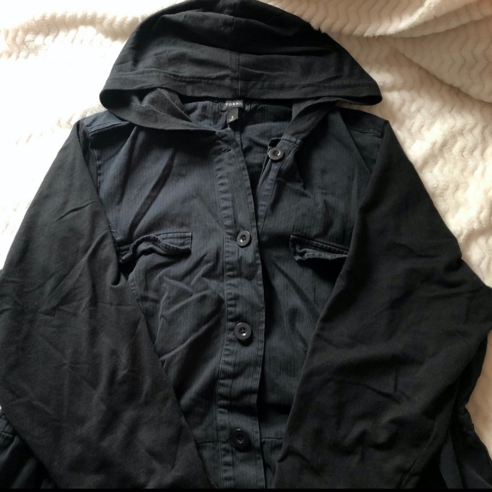 Torrid Twill and French Terry Hooded Jacket
